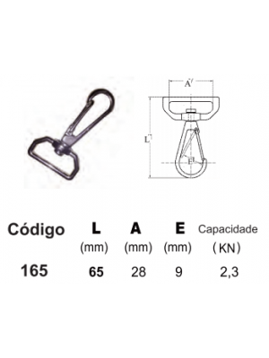 Mosquetão para Capotaria c/ Destorcedor INOX