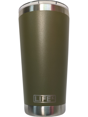 Copo LIFEK térmico EM AÇO INOX, na cor Verde Militar, 591ML, com tampa