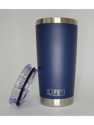 Copo LIFEK térmico EM AÇO INOX, na cor AZUL NAVAL, 591ML, com tampa