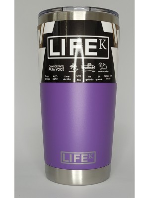 Copo LIFEK térmico EM AÇO INOX, na cor LILAS, 591ML, com tampa