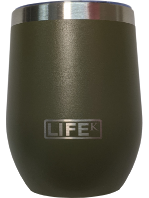 Copo LIFEK térmico EM AÇO INOX, na cor Verde Militar, 354ML, com tampa