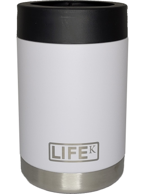 Porta Lata LIFEK Branco 355ml térmico em aço Inox com paredes a vácuo